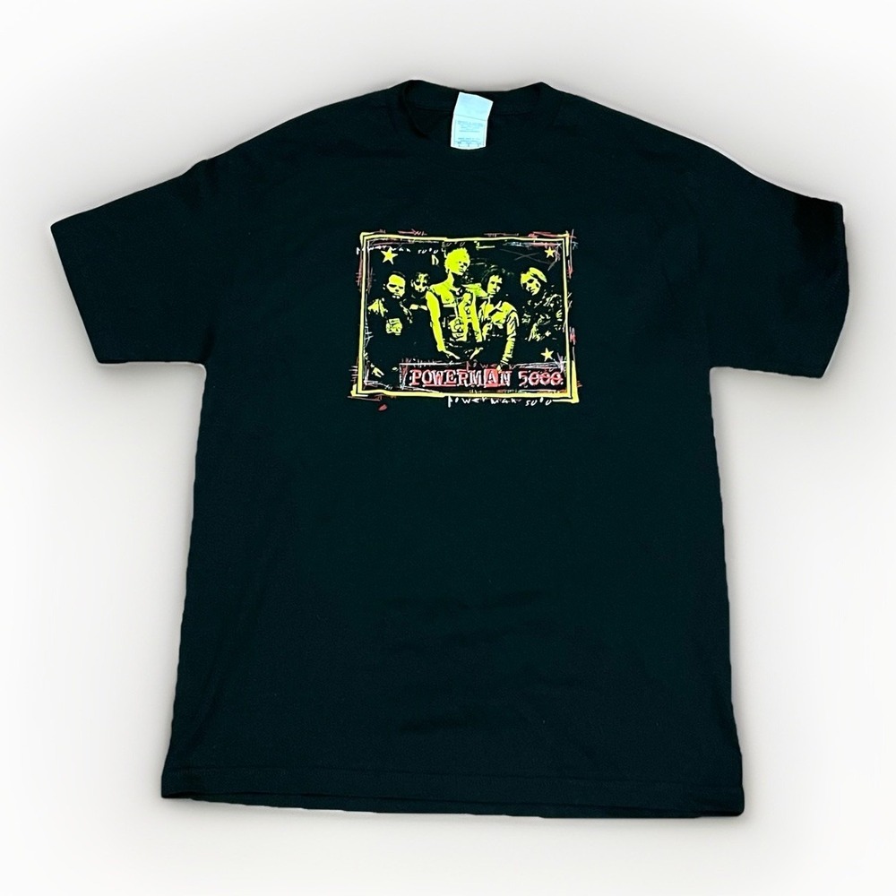 Vintage Y2K Powerman 5000 2003 T-Shirt Men XL Black  Band Tour AAA Tag Back Hit